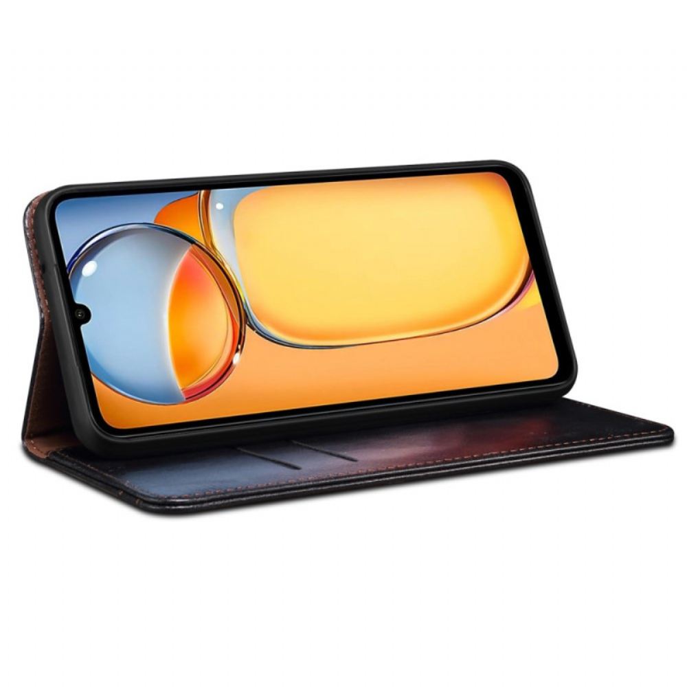 Kožené Pouzdro Folio Poco C65 Voskovaná Imitace Kůže