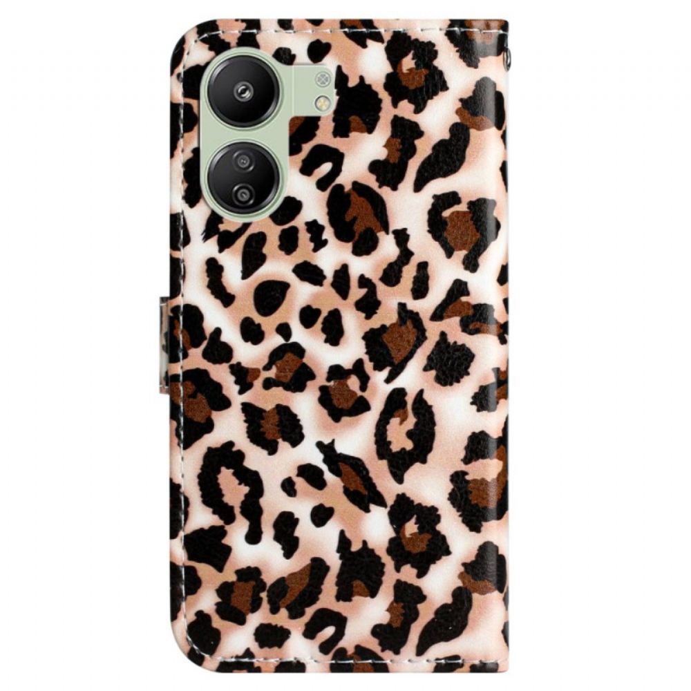 Kožený Kryt Na Poco C65 Leopardí Vzor Strappy