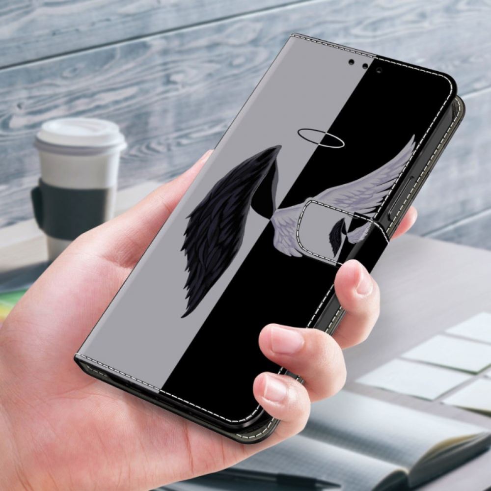 Kožený Kryt Na Poco C65 Černá A Šedá Křídla