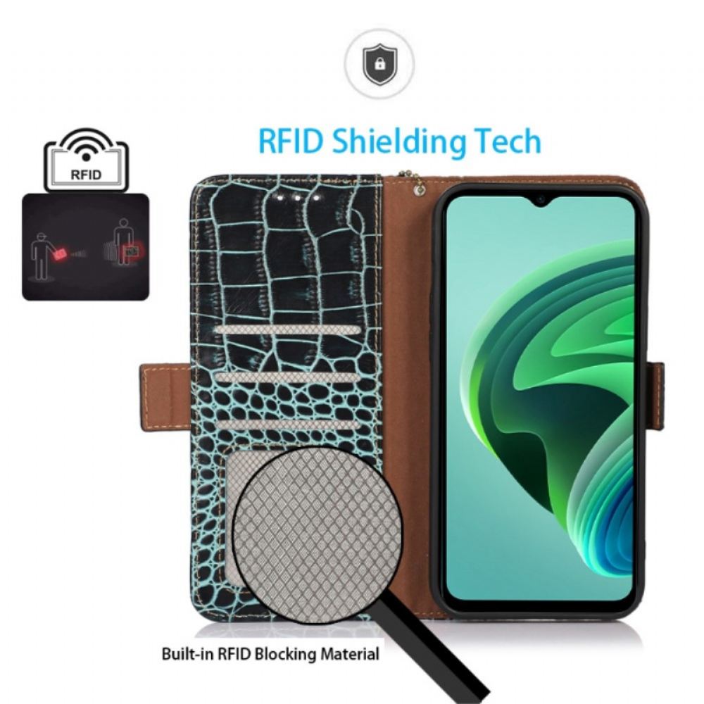 Kožený Kryt Poco C65 Blokování Rfid Pomocí Krokodýlí Kůže