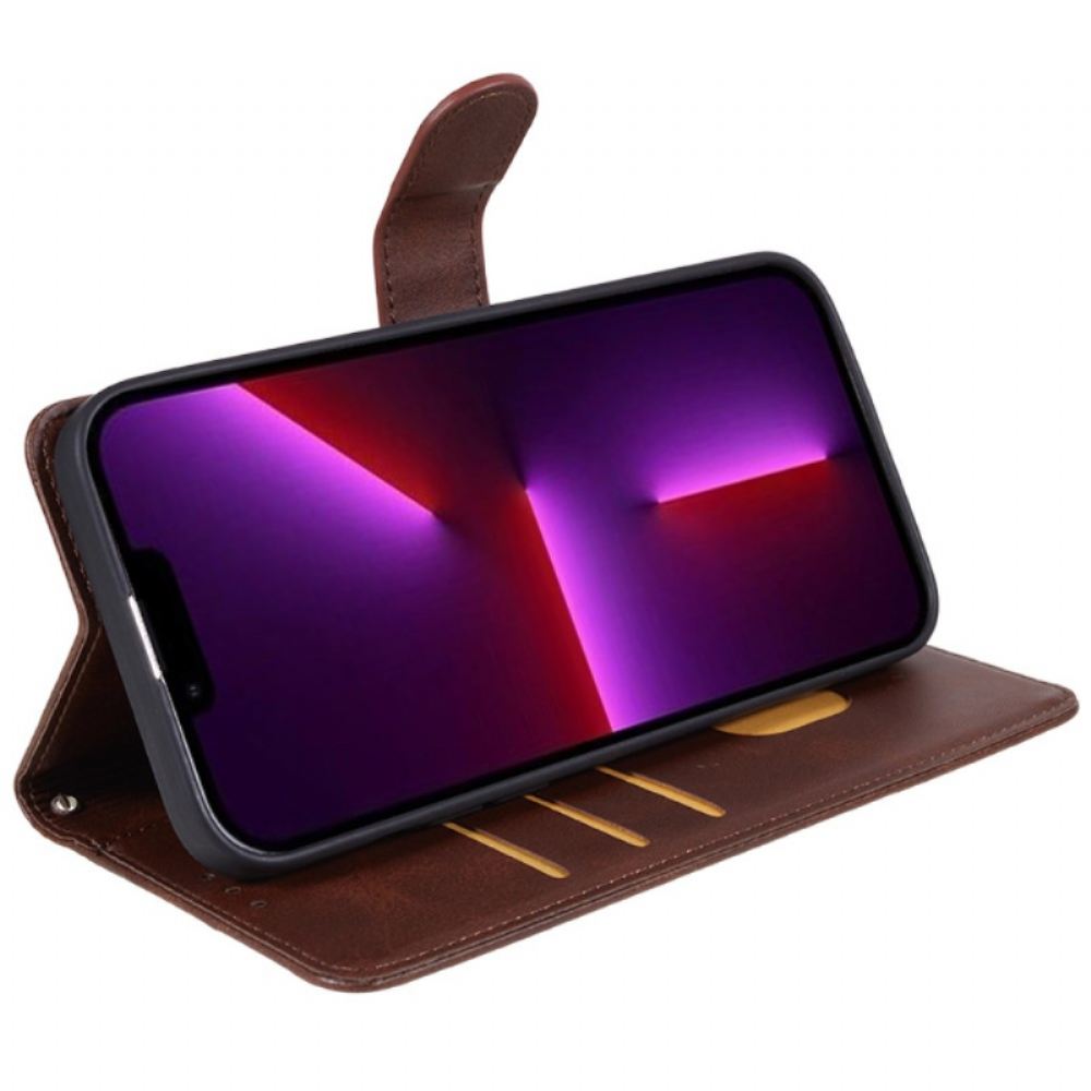 Kožený Kryt Poco C65 Efekt Hladké Kůže S Páskem