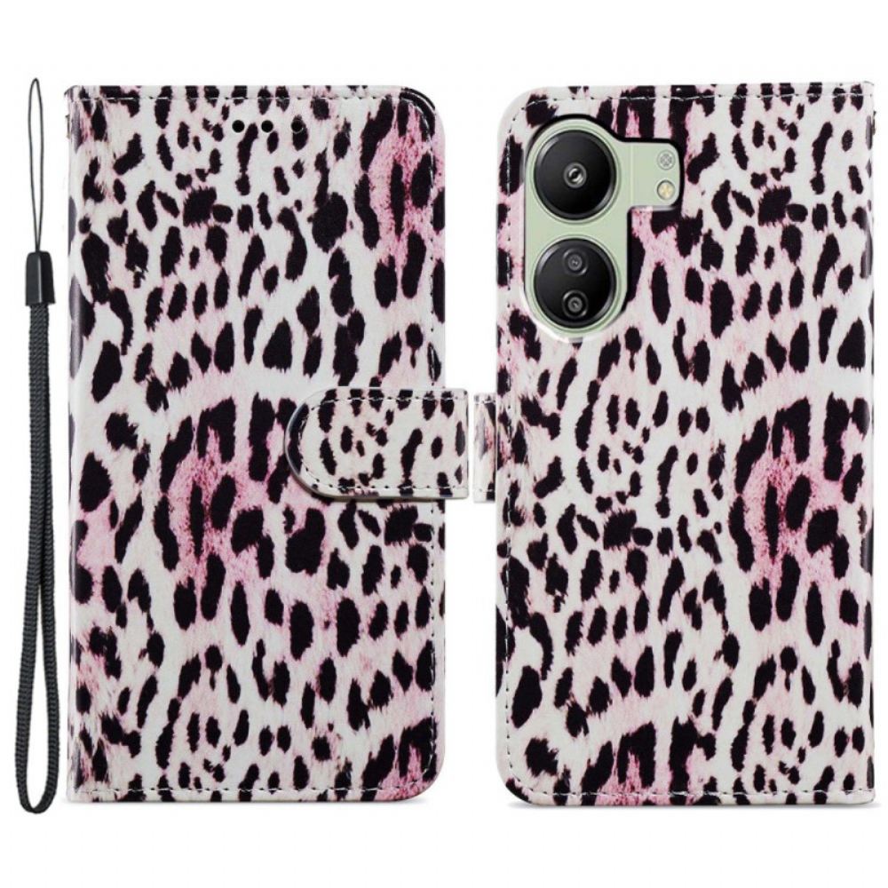 Kožený Kryt Poco C65 Leopard Print Strappy