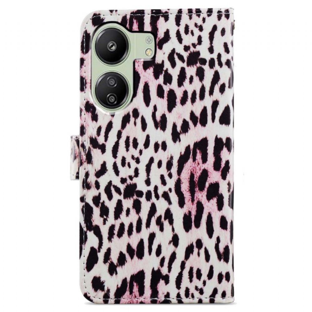 Kožený Kryt Poco C65 Leopard Print Strappy