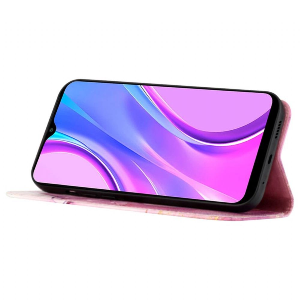 Kožený Kryt Poco C65 Mramorový Řemínek