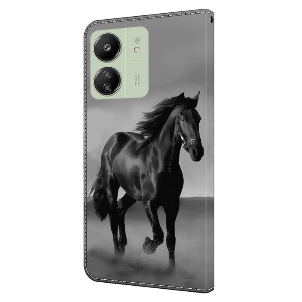 Kožený Kryt Poco C65 Černý Kůň