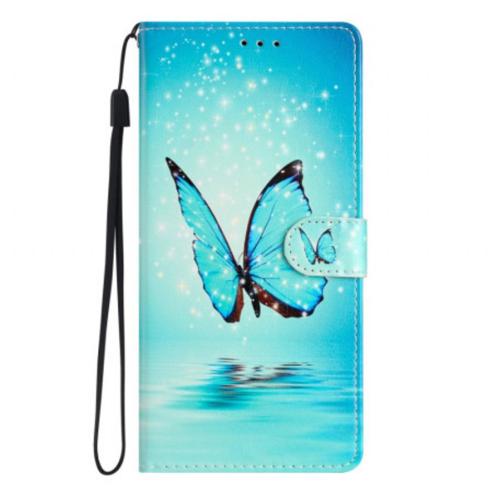 Peněženková Pouzdra Poco C65 Blue Butterfly In Lanyard Flight