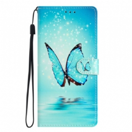 Peněženková Pouzdra Poco C65 Blue Butterfly In Lanyard Flight