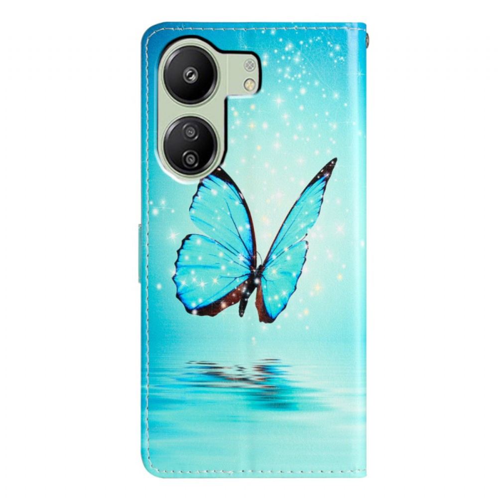 Peněženková Pouzdra Poco C65 Blue Butterfly In Lanyard Flight