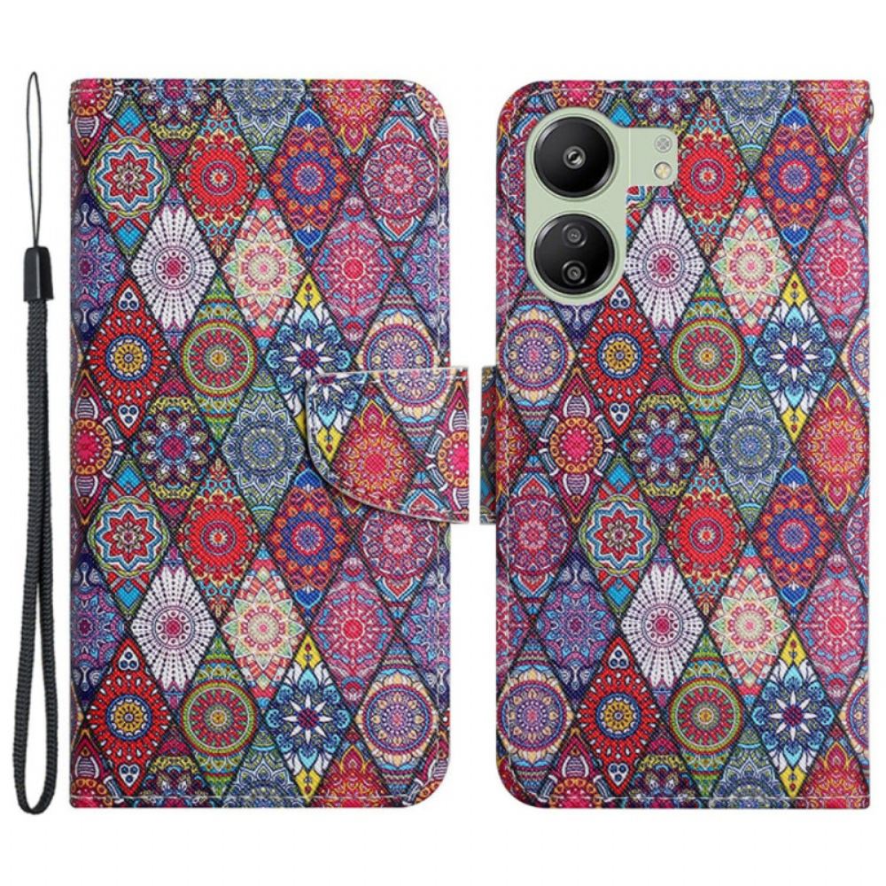 Peněženková Pouzdra Poco C65 Kryty Na Mobil Lanyard Kaleidoskop