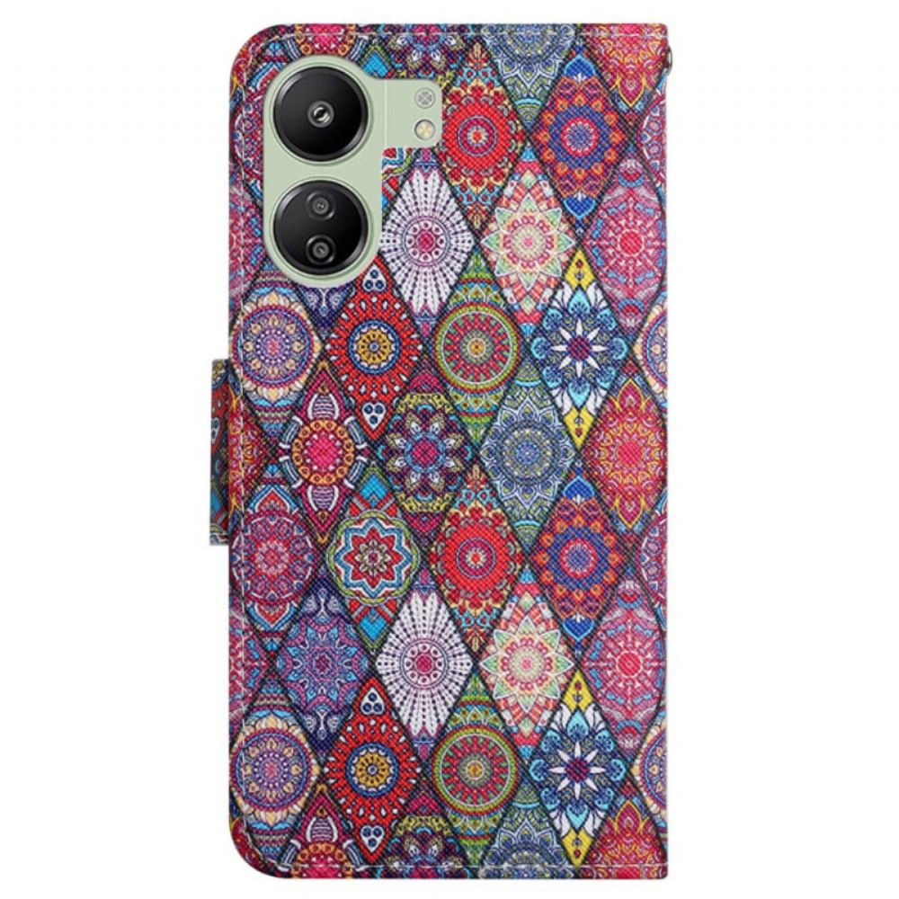 Peněženková Pouzdra Poco C65 Kryty Na Mobil Lanyard Kaleidoskop