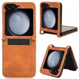 Kryt Samsung Galaxy Z Flip 6 Držák Na Karty V Retro Koženém Stylu