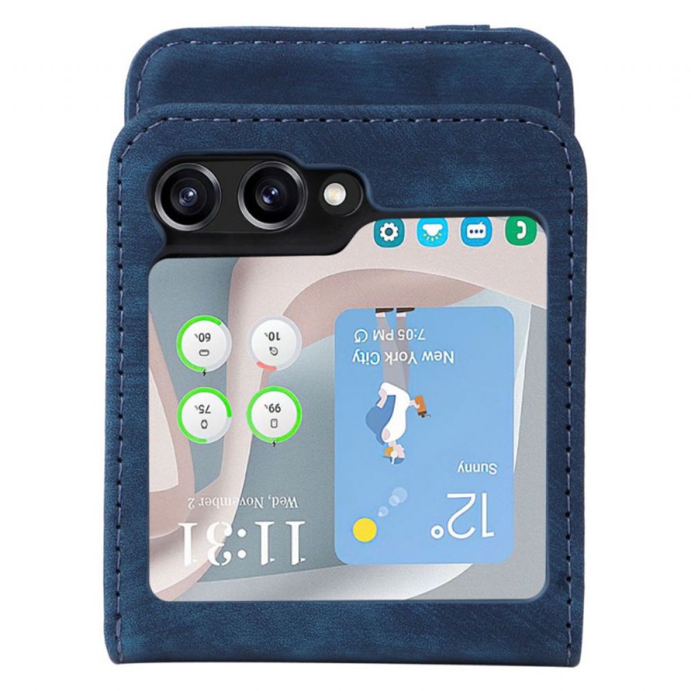 Kryt Samsung Galaxy Z Flip 6 Kožený Držák Karet S Efekty