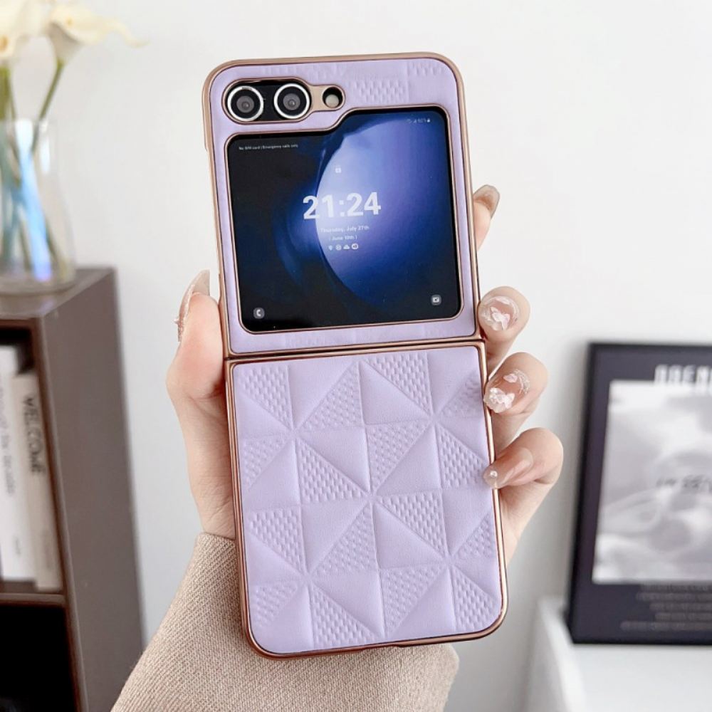 Kryt Samsung Galaxy Z Flip 6 Kryty Na Mobil Prošívané Okraje S Kovovým Efektem