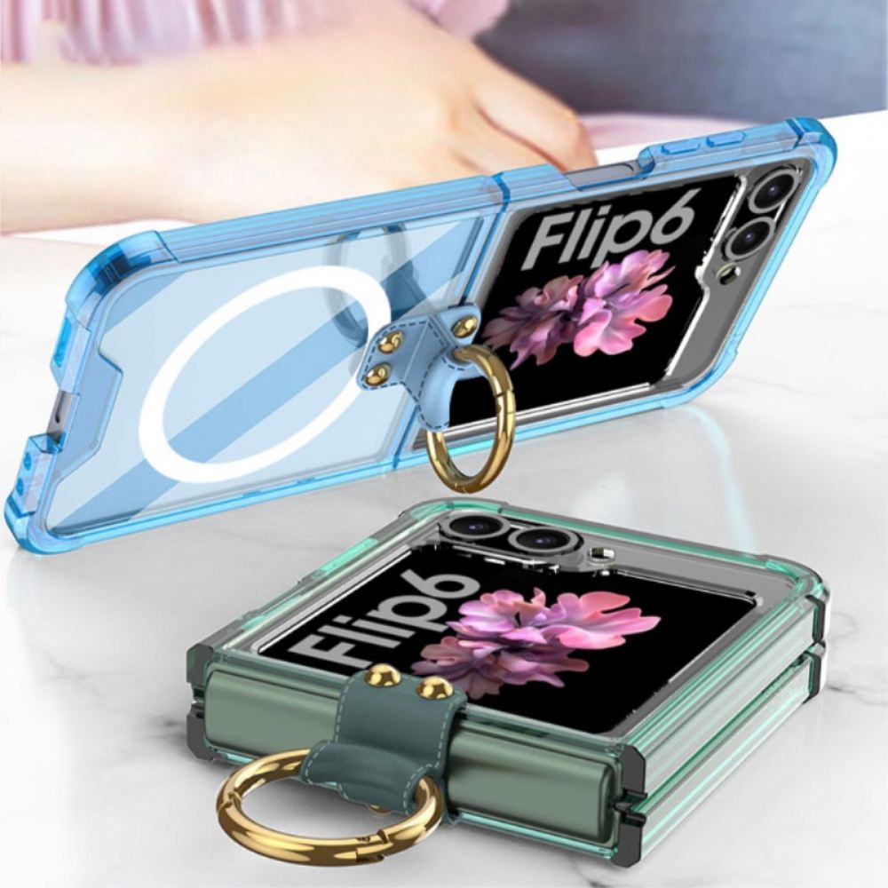 Kryt Samsung Galaxy Z Flip 6 Transparentní Držák Prstenu Kompatibilní S Magsafe Gkk