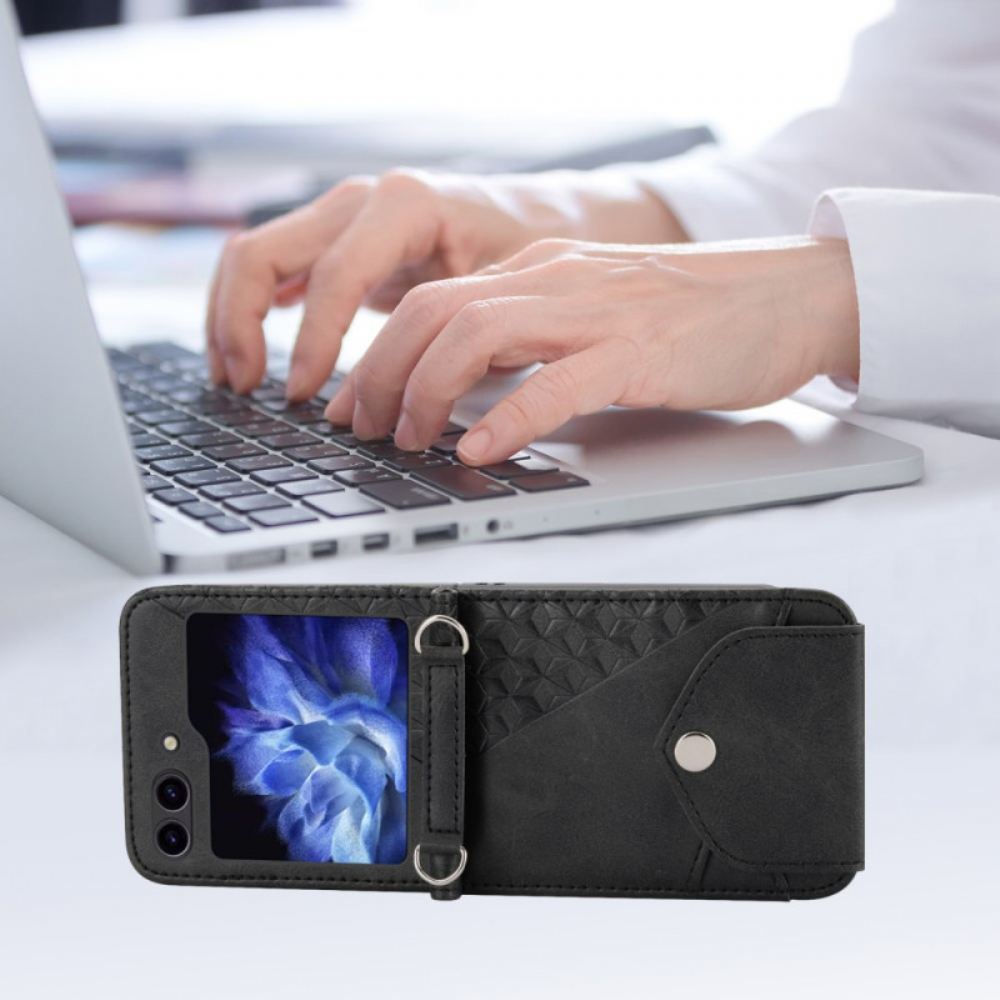 Kryt Samsung Galaxy Z Flip 6 Vlys Z Imitace Kůže S Popruhem Přes Rameno