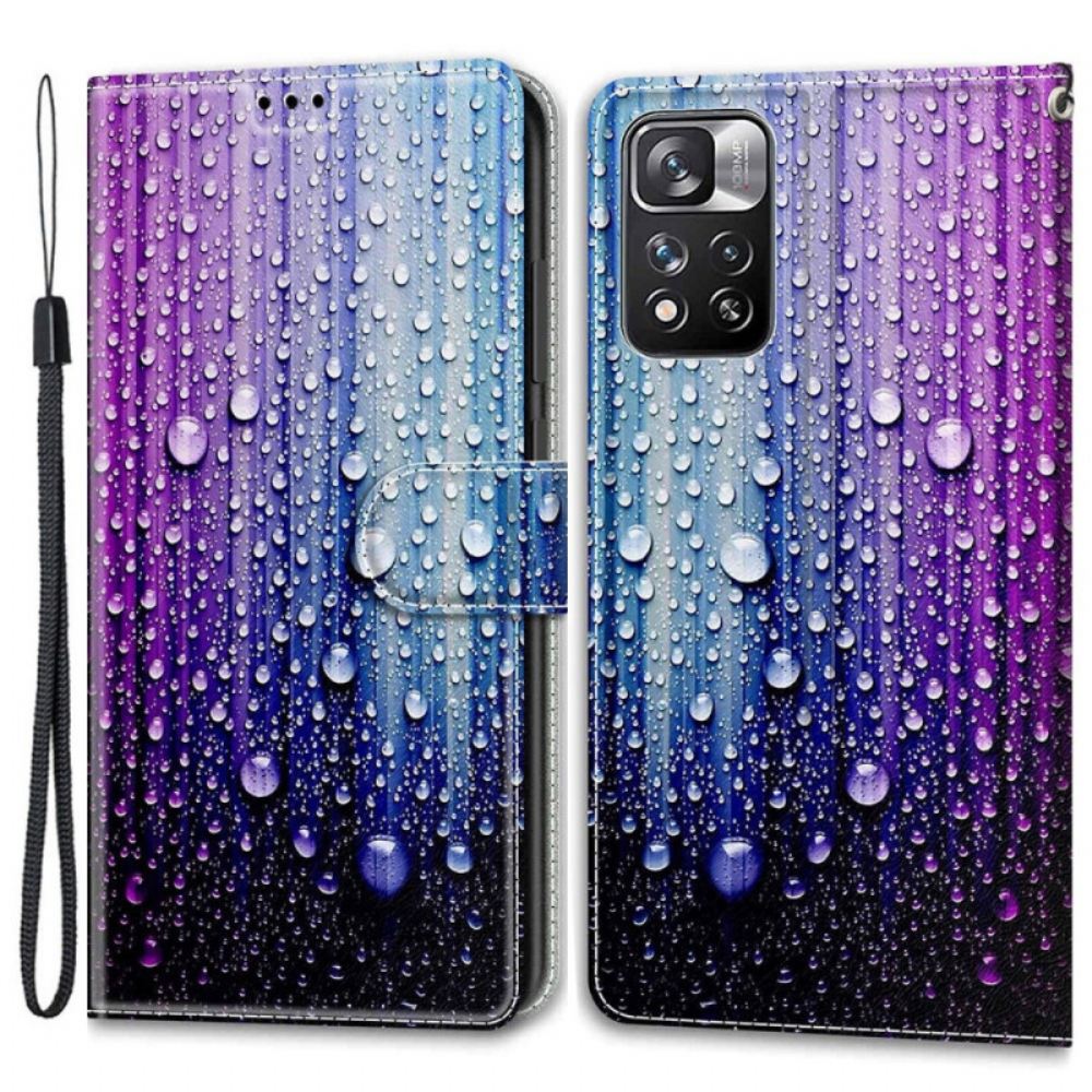 Flipové Pouzdro Na Xiaomi Redmi Note 11 Pro Plus 5G Kapky Vody Se Šňůrkou