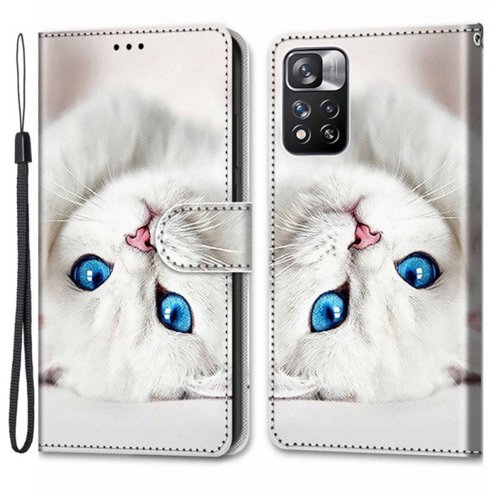 Flipové Pouzdro Na Xiaomi Redmi Note 11 Pro Plus 5G Na Lana Bílá Tanga Cat