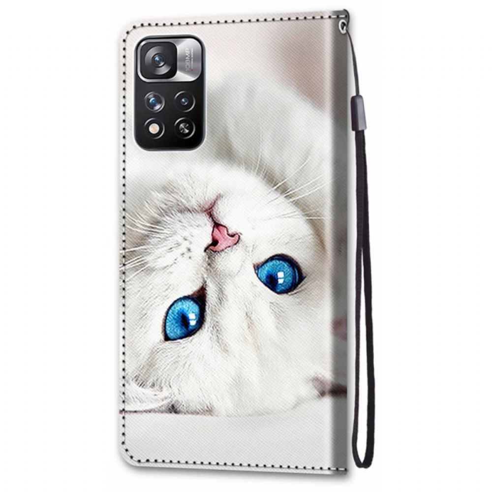 Flipové Pouzdro Na Xiaomi Redmi Note 11 Pro Plus 5G Na Lana Bílá Tanga Cat