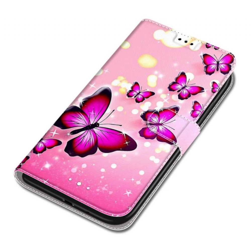 Flipové Pouzdro Na Xiaomi Redmi Note 11 Pro Plus 5G Na Lana Vějíř Motýlků