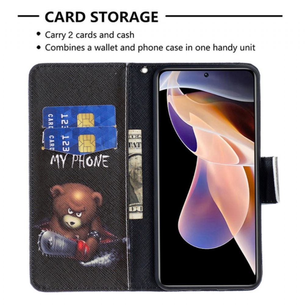 Flipové Pouzdro Na Xiaomi Redmi Note 11 Pro Plus 5G Nebezpečný Medvěd