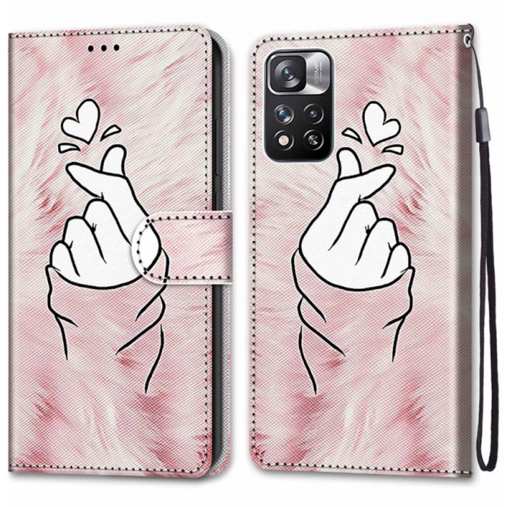 Flipové Pouzdro Na Xiaomi Redmi Note 11 Pro Plus 5G Prst Srdce
