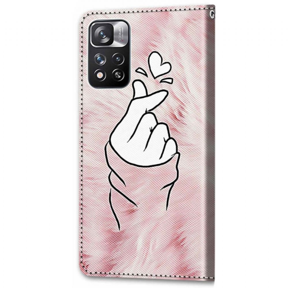 Flipové Pouzdro Na Xiaomi Redmi Note 11 Pro Plus 5G Prst Srdce