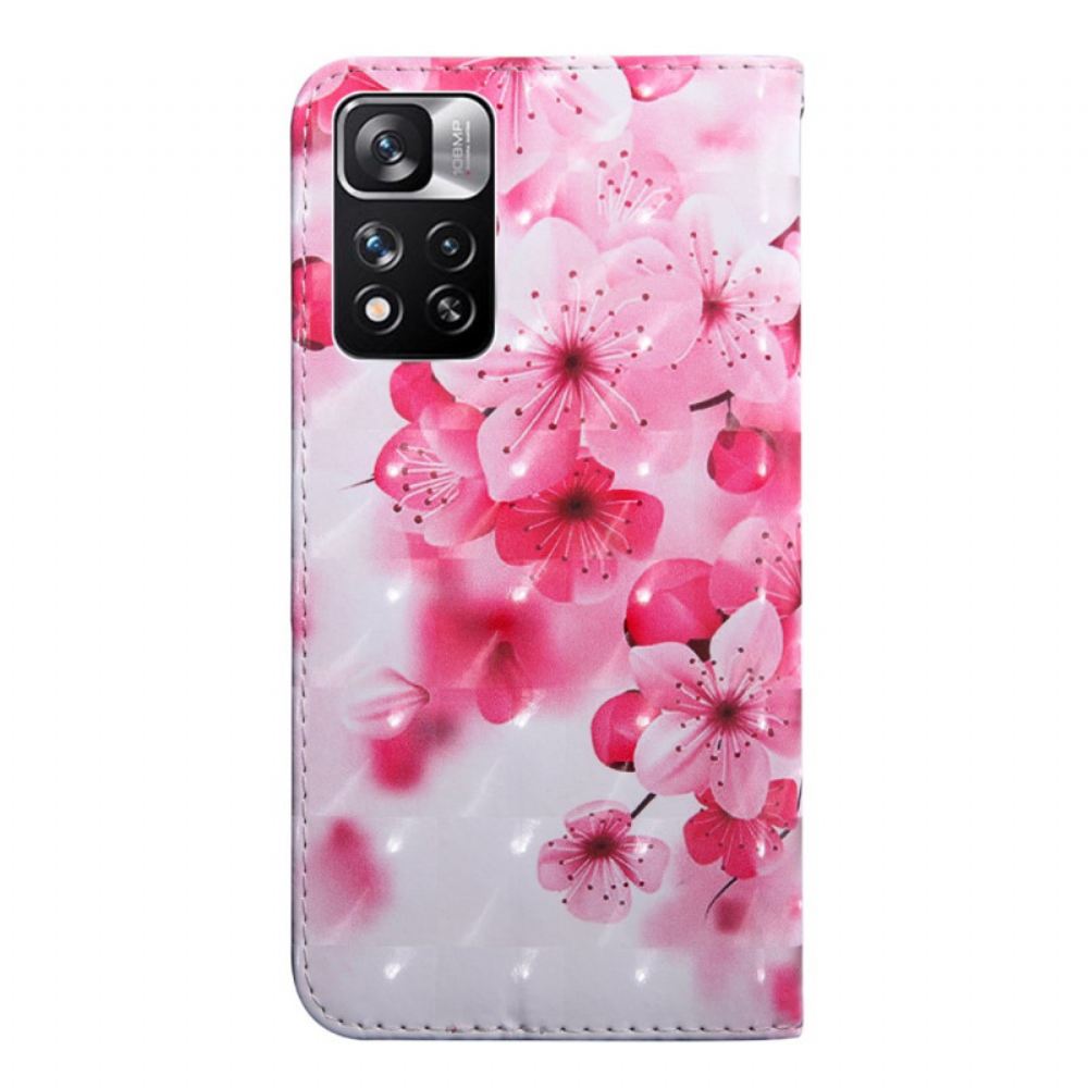 Flipové Pouzdro Na Xiaomi Redmi Note 11 Pro Plus 5G Růžové Květy