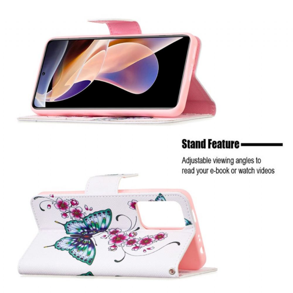 Flipové Pouzdro Na Xiaomi Redmi Note 11 Pro Plus 5G Styl Motýlků