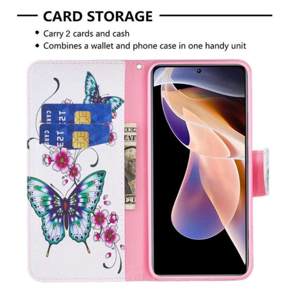 Flipové Pouzdro Na Xiaomi Redmi Note 11 Pro Plus 5G Styl Motýlků