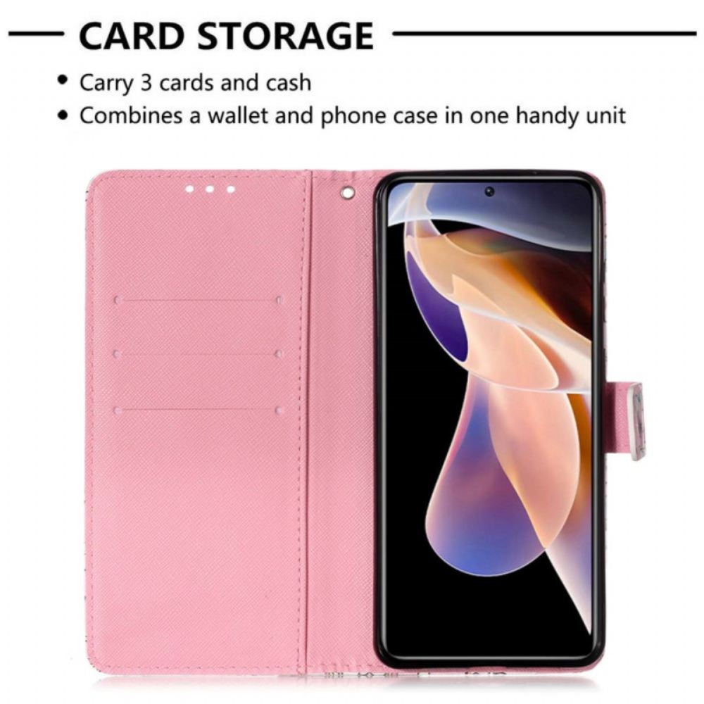 Flipové Pouzdro Na Xiaomi Redmi Note 11 Pro Plus 5G Červení Motýli