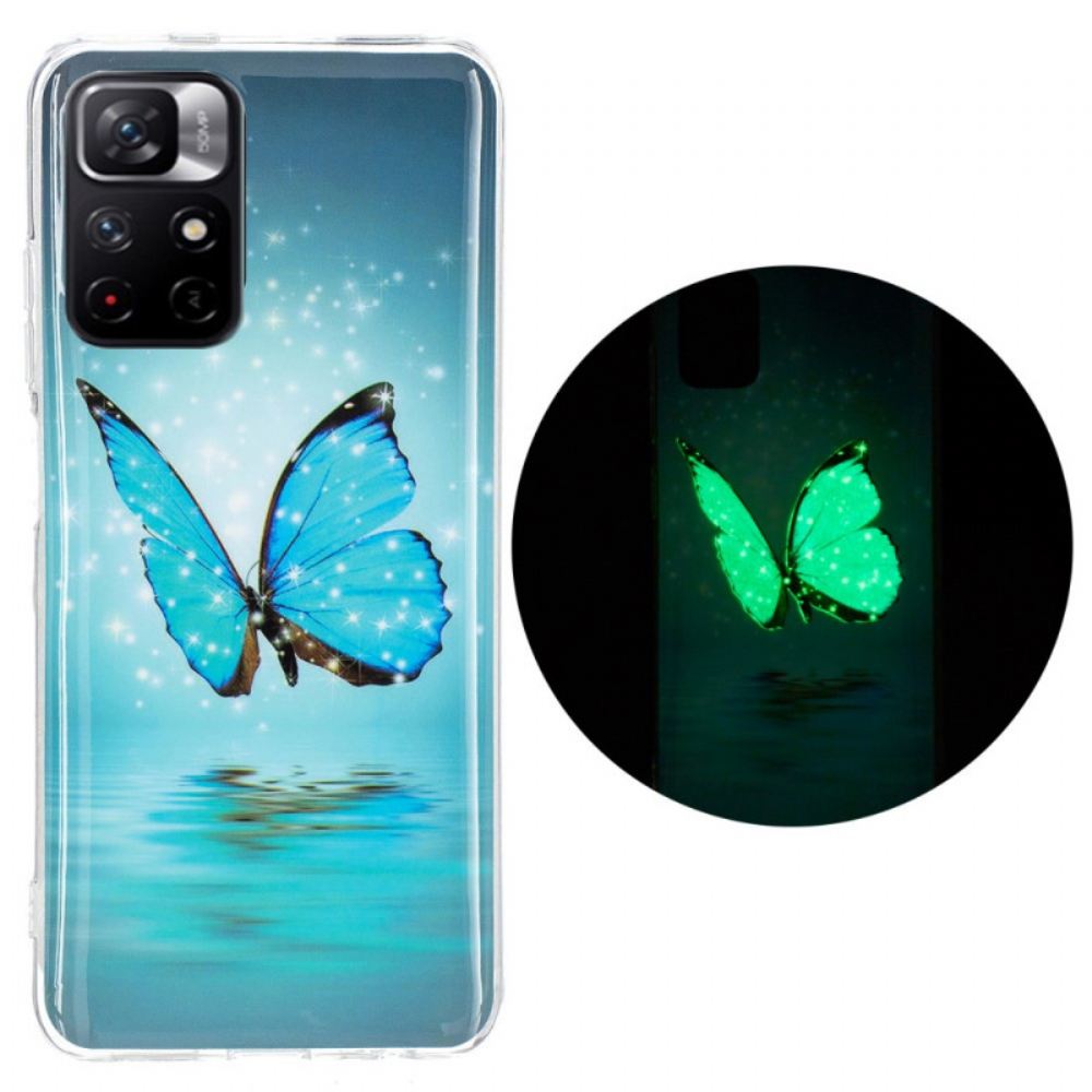 Kryty Na Mobil Na Xiaomi Redmi Note 11 Pro Plus 5G Fluorescenční Modrý Motýl