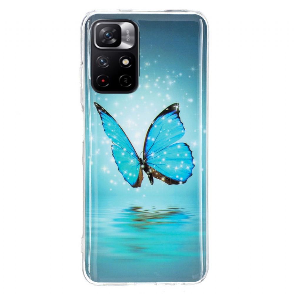 Kryty Na Mobil Na Xiaomi Redmi Note 11 Pro Plus 5G Fluorescenční Modrý Motýl