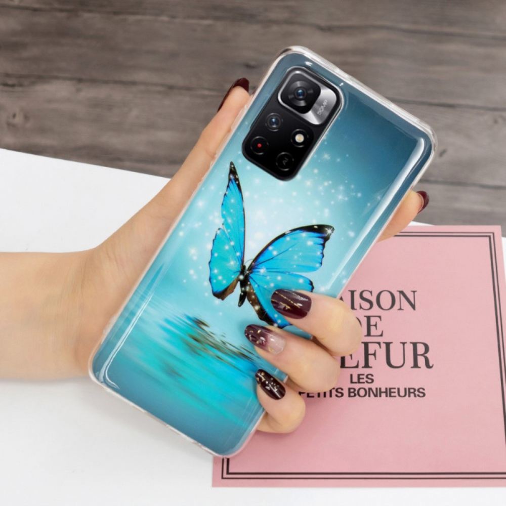 Kryty Na Mobil Na Xiaomi Redmi Note 11 Pro Plus 5G Fluorescenční Modrý Motýl