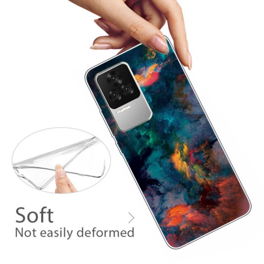 Kryty Na Mobil Na Poco F4 Barevný Mrakový Silikon
