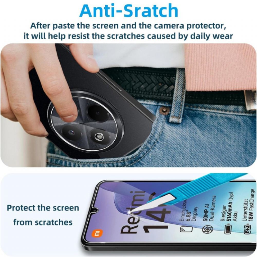 Dvojitá Tvrzená Skleněná Ochrana Displeje A Fotoaparátu Pro Xiaomi Redmi 14c / Poco C75