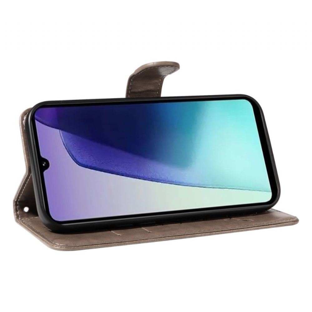 Kožený Kryt Na Poco C75 Květinový Vzor S Popruhem