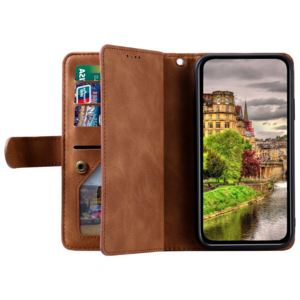 Kožený Kryt Na Poco C75 Multifunkční S Popruhem