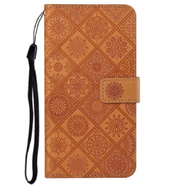 Kožený Kryt Na Poco C75 Patchwork S Popruhem