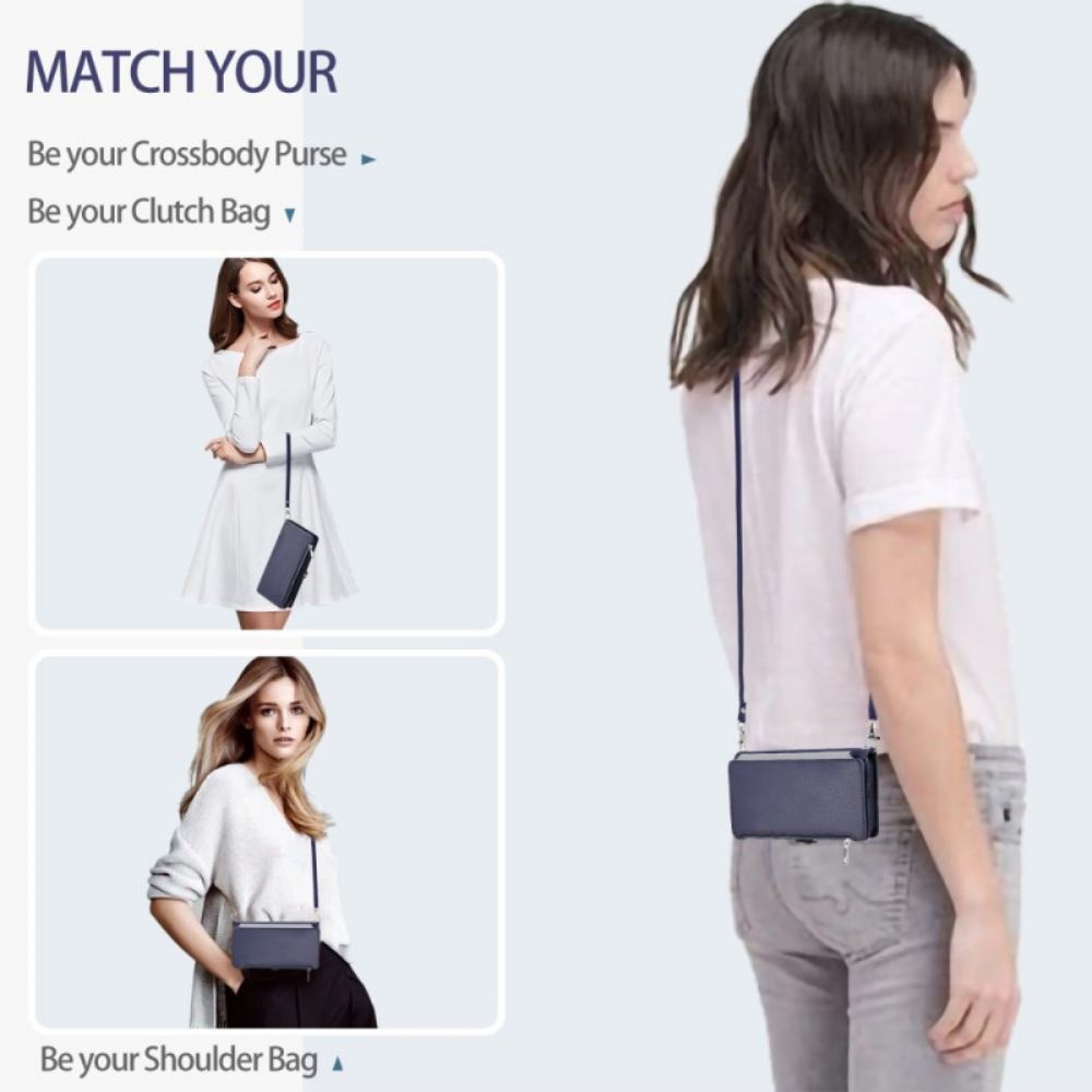 Kožený Kryt Na Poco C75 Peněženka Na Mince S Popruhem A Ramenním Popruhem