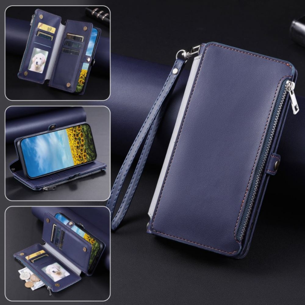 Kožený Kryt Na Poco C75 Peněženka Na Mince S Popruhem A Ramenním Popruhem