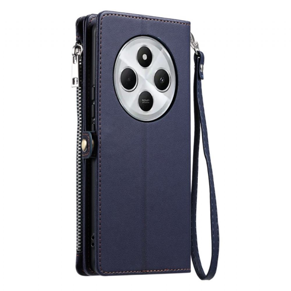 Kožený Kryt Na Poco C75 Peněženka Na Mince S Popruhem A Ramenním Popruhem