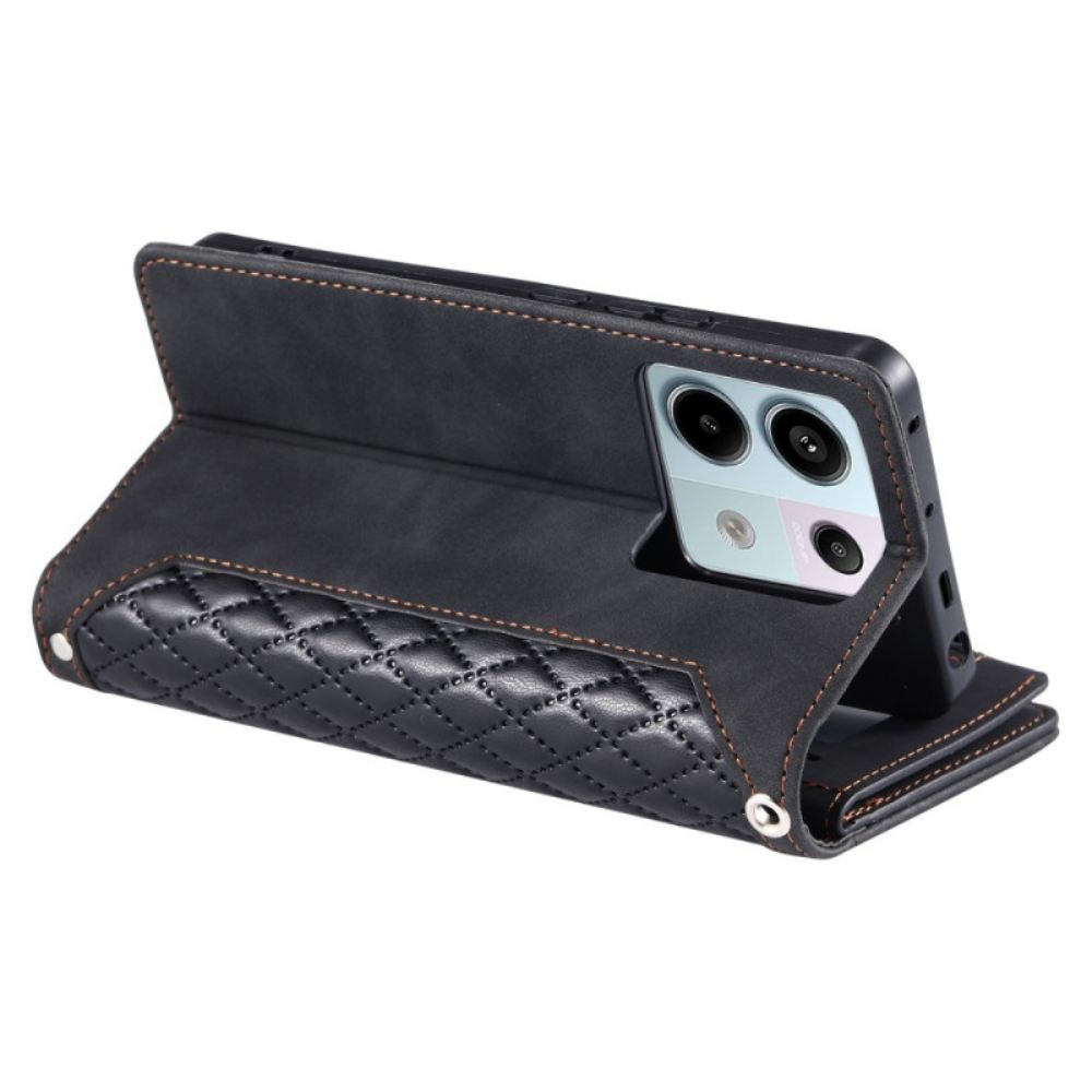 Kožený Kryt Na Poco C75 Prošívaná Multifunkční Bunda