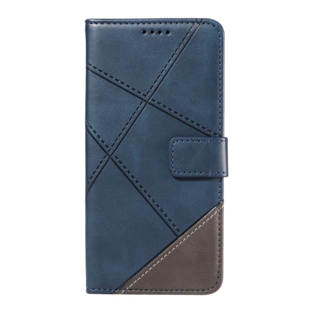 Kožený Kryt Poco C75 Dvoubarevné Pruhy