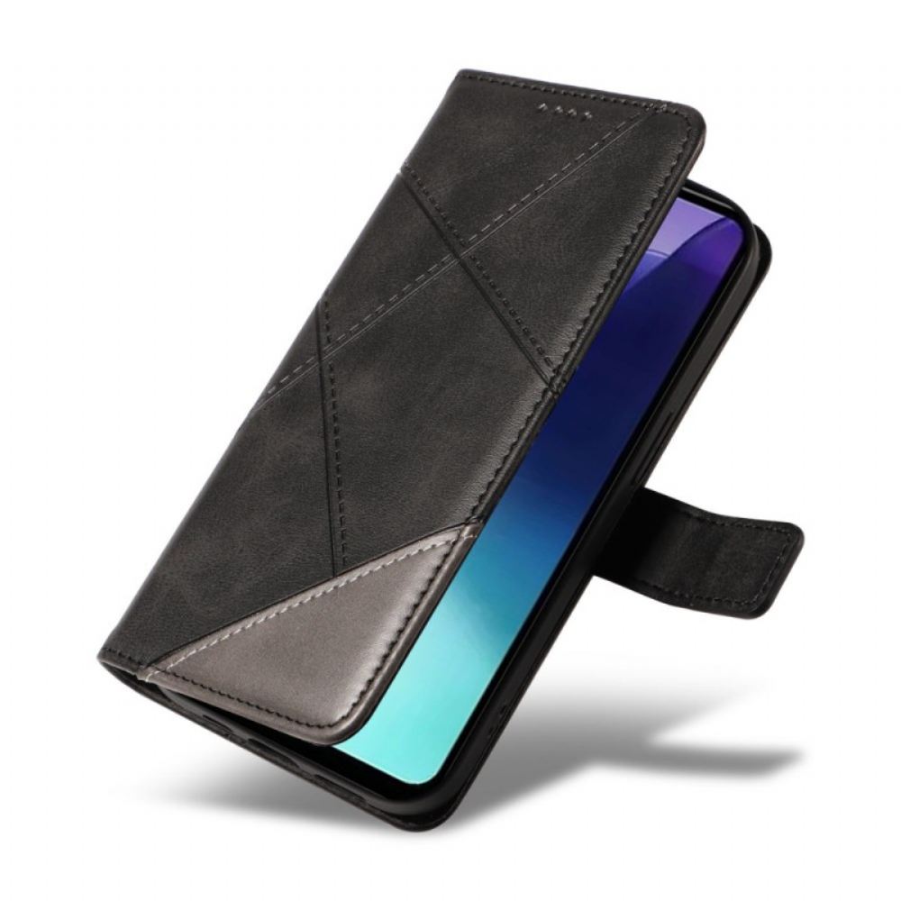 Kožený Kryt Poco C75 Dvoubarevné Pruhy