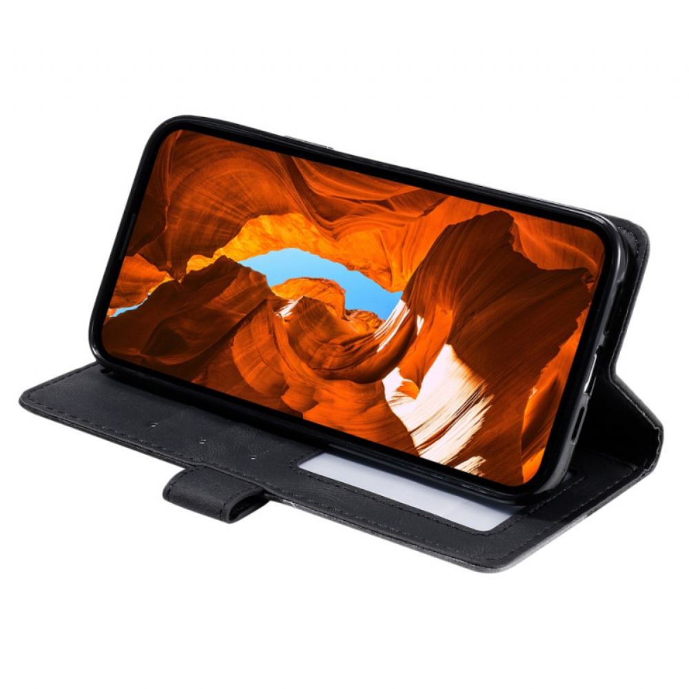 Kožený Kryt Poco C75 Geometrický Vzor S Popruhem