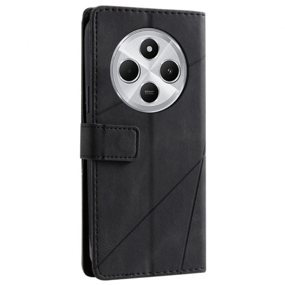 Kožený Kryt Poco C75 Geometrický Vzor S Popruhem