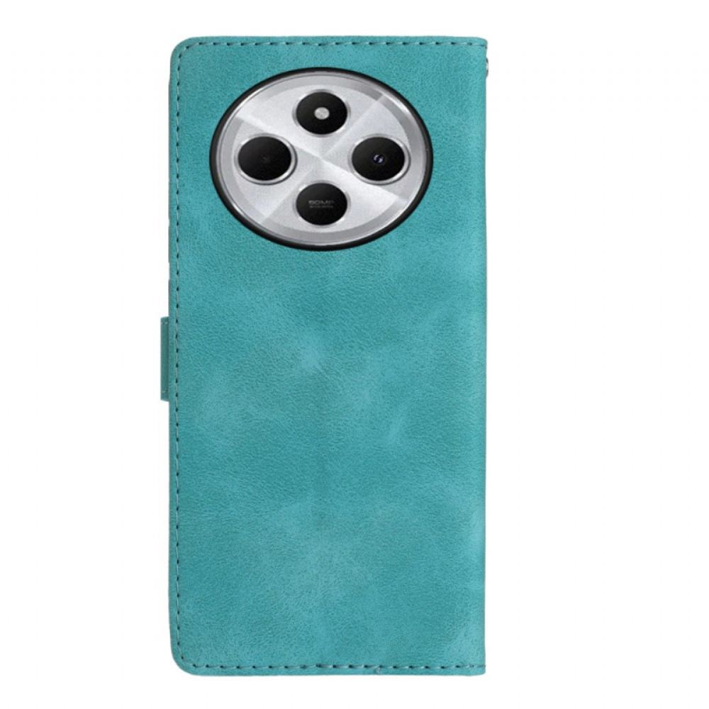 Kožený Kryt Poco C75 Květinový Vzor