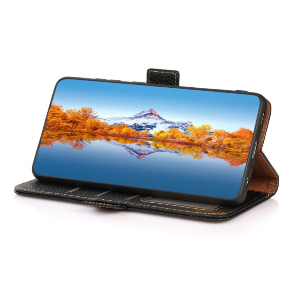 Kožený Kryt Poco C75 Liči Kůže Rfid Blokování Khazneh