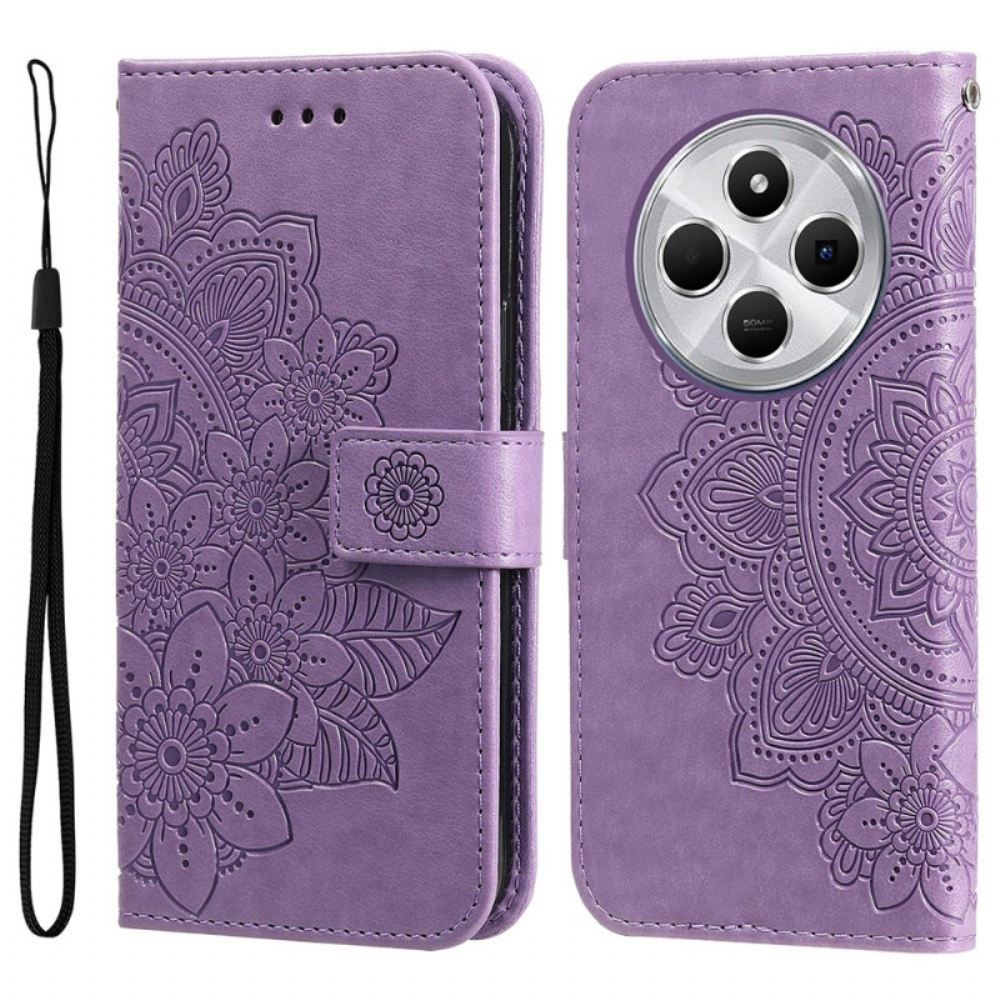 Kožený Kryt Poco C75 Mandalový Vzor Se Šňůrkou Na Krk