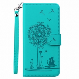 Kožený Kryt Poco C75 Pampeliškový Vzor S Popruhem